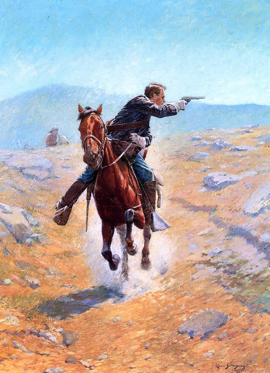 Charles Schreyvogel The Messenger - Canvas Print