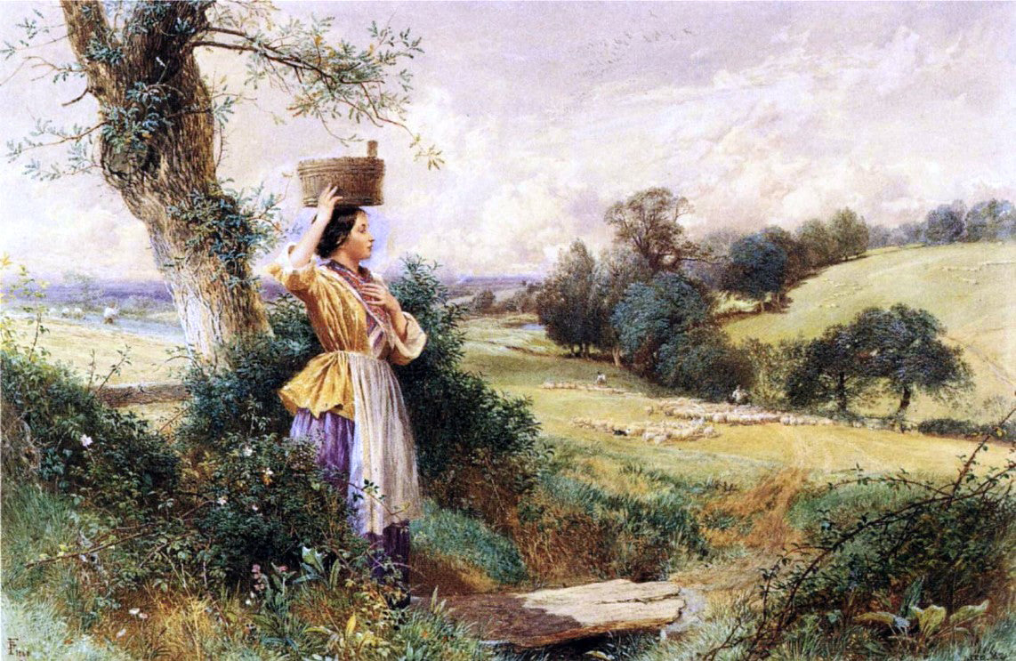 Myles Birket Foster The Milk-maid - Canvas Print