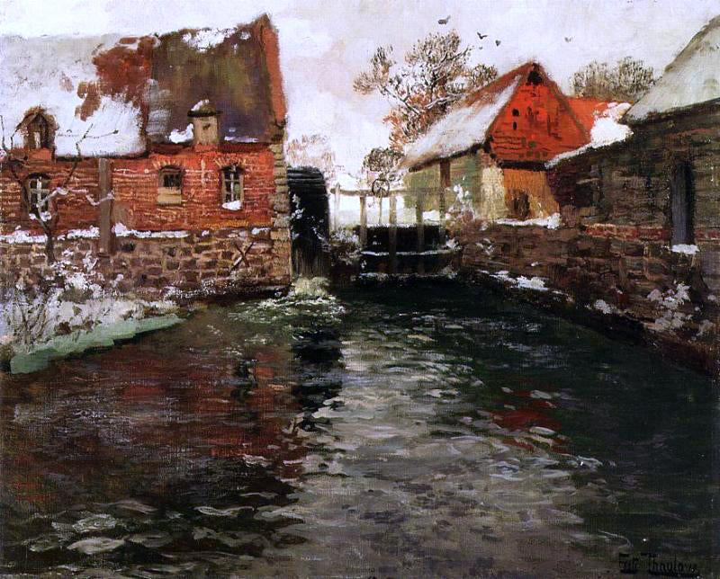 Fritz Thaulow A Mill - Canvas Print