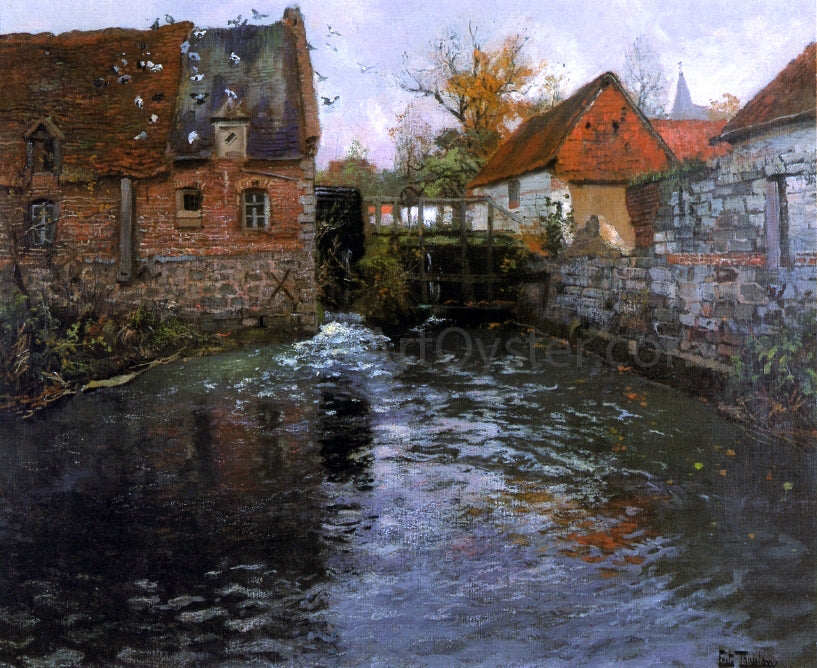 Fritz Thaulow A Mill Pond - Canvas Print