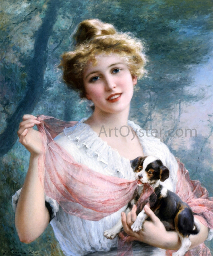 Emile Vernon The Mischievous Puppy - Canvas Print