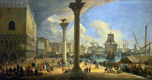 Luca Carlevaris The Molo, Looking Toward the Doge's Palace - Canvas Print