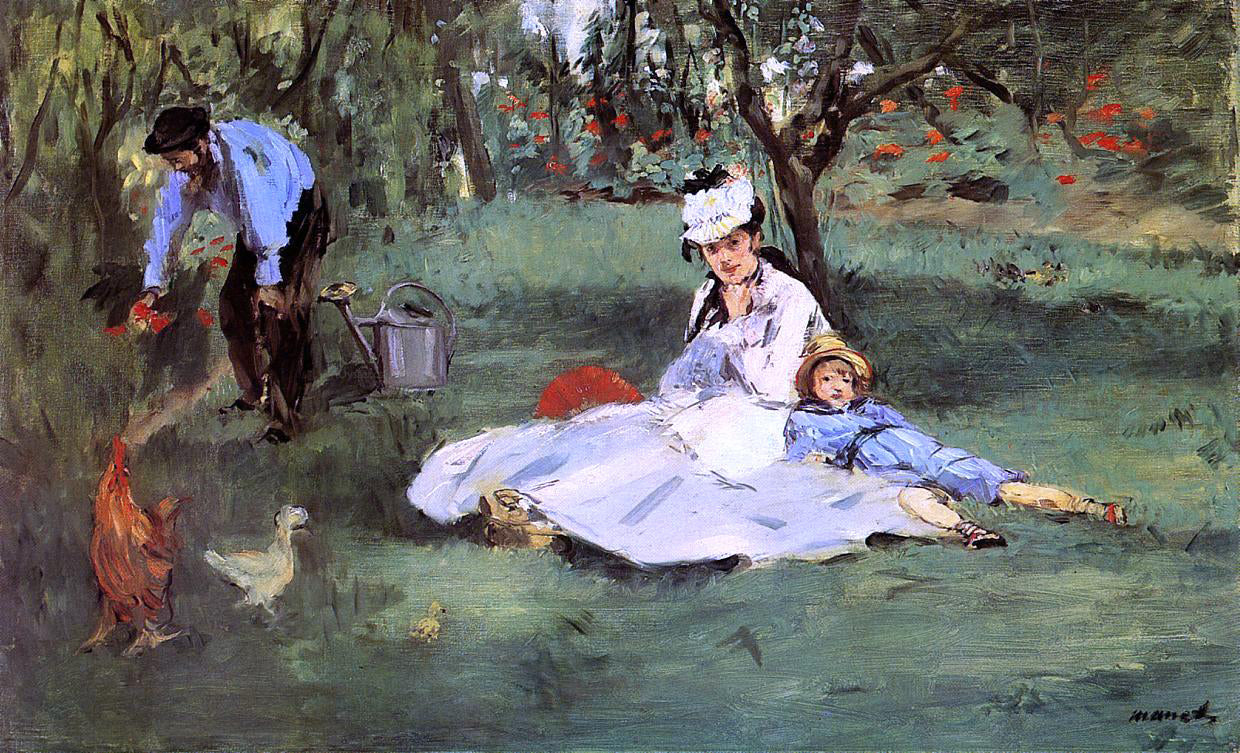 Edouard Manet The Monet Family in the Garden - Canvas Print
