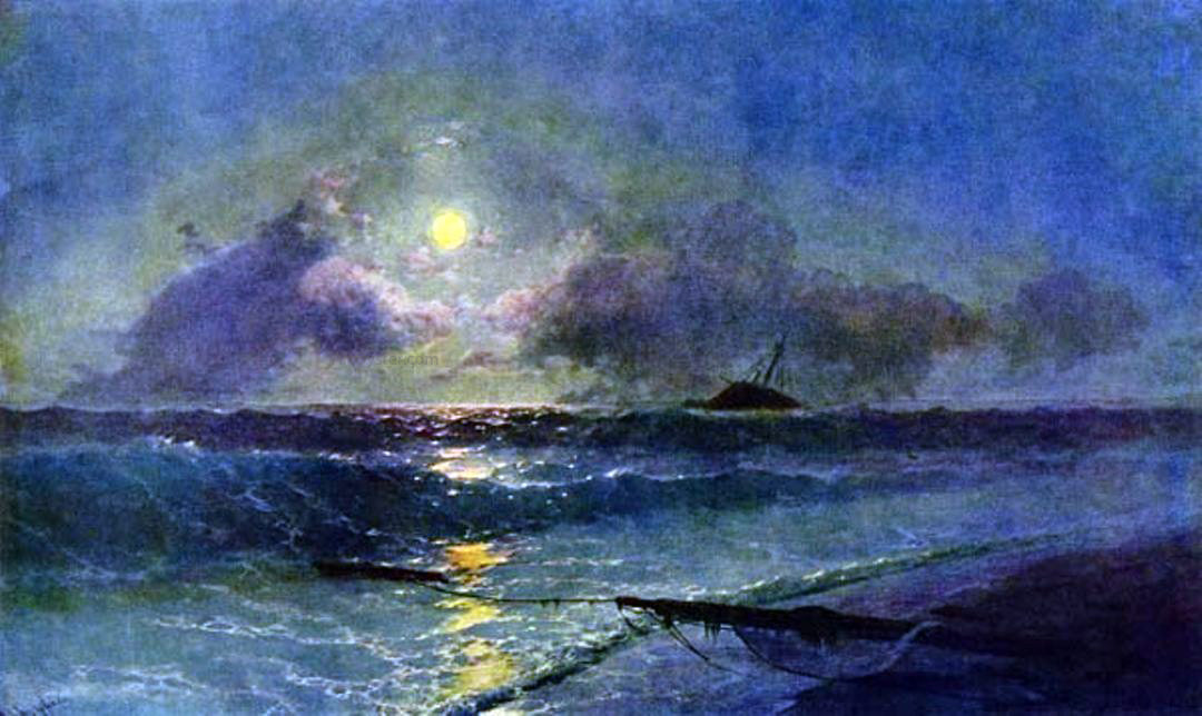 Ivan Constantinovich Aivazovsky The Moonrise in Feodosiya - Canvas Print