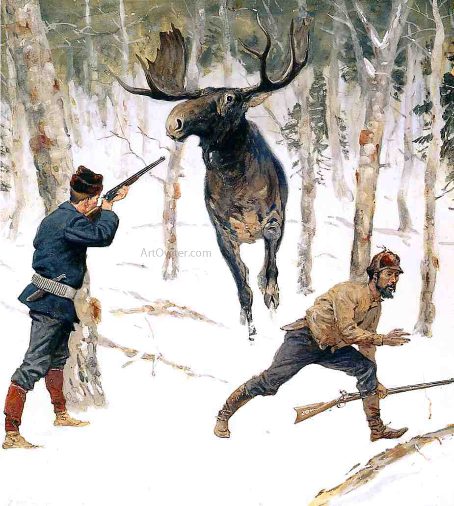 Frederic Remington The Moose Hunt - Canvas Print