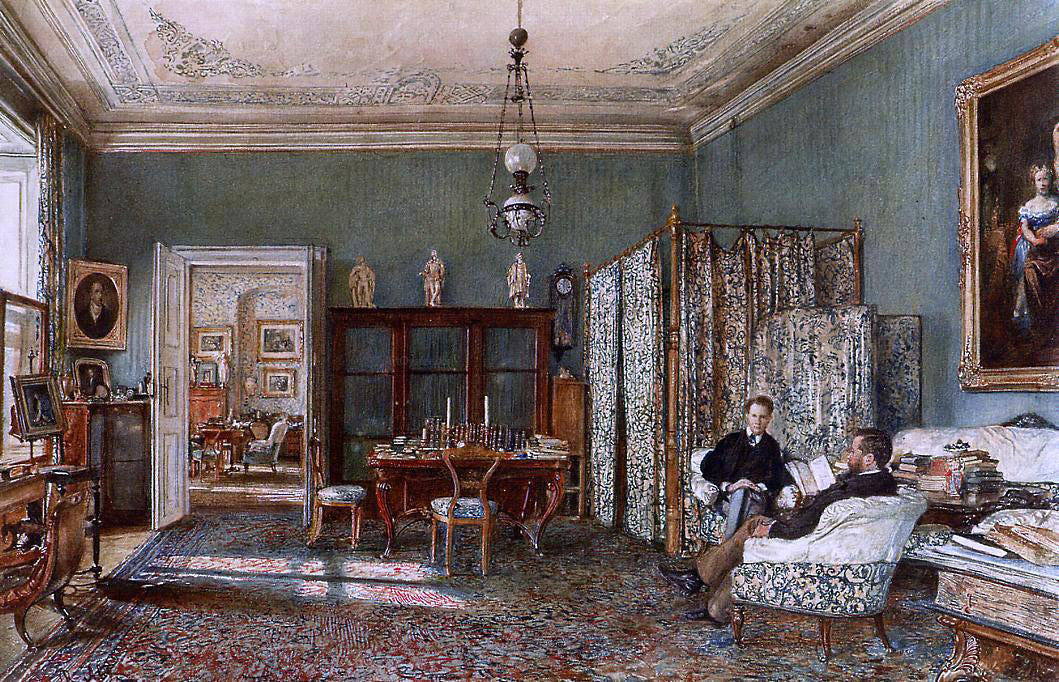 Rudolf Von Alt The Morning Room of the Palais Lanckoronski, Vienna - Canvas Print