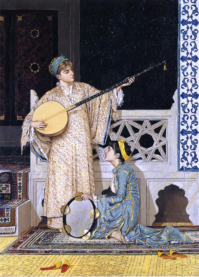 Osman Hamdi Bey The Musician Girls - Canvas Print