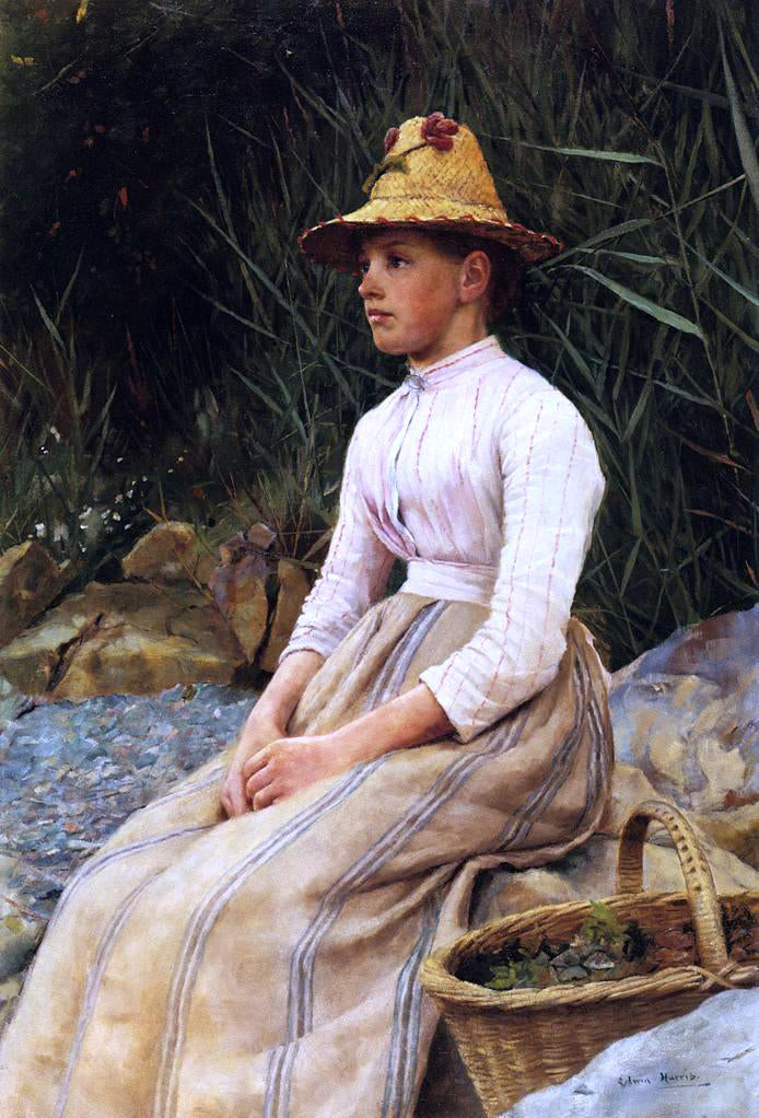 Edwin Harris The Mussel Gatherer - Canvas Print