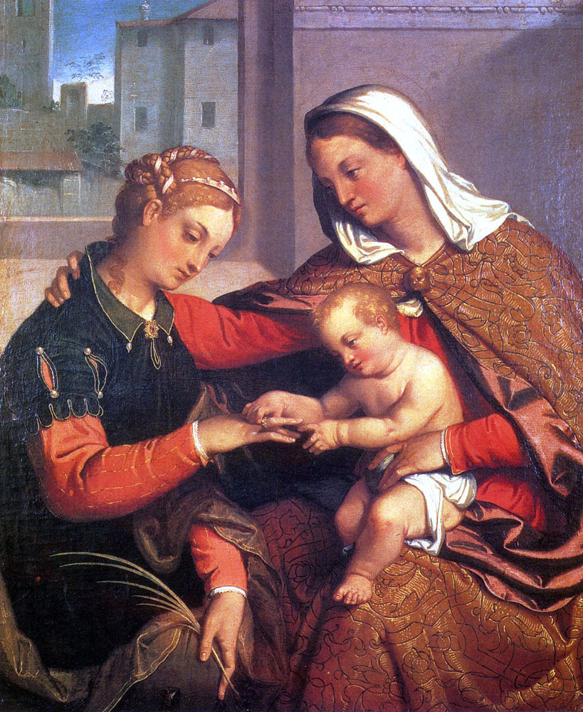 Giovanni Battista Moroni The Mystic Marriage of St. Catherine - Canvas Print