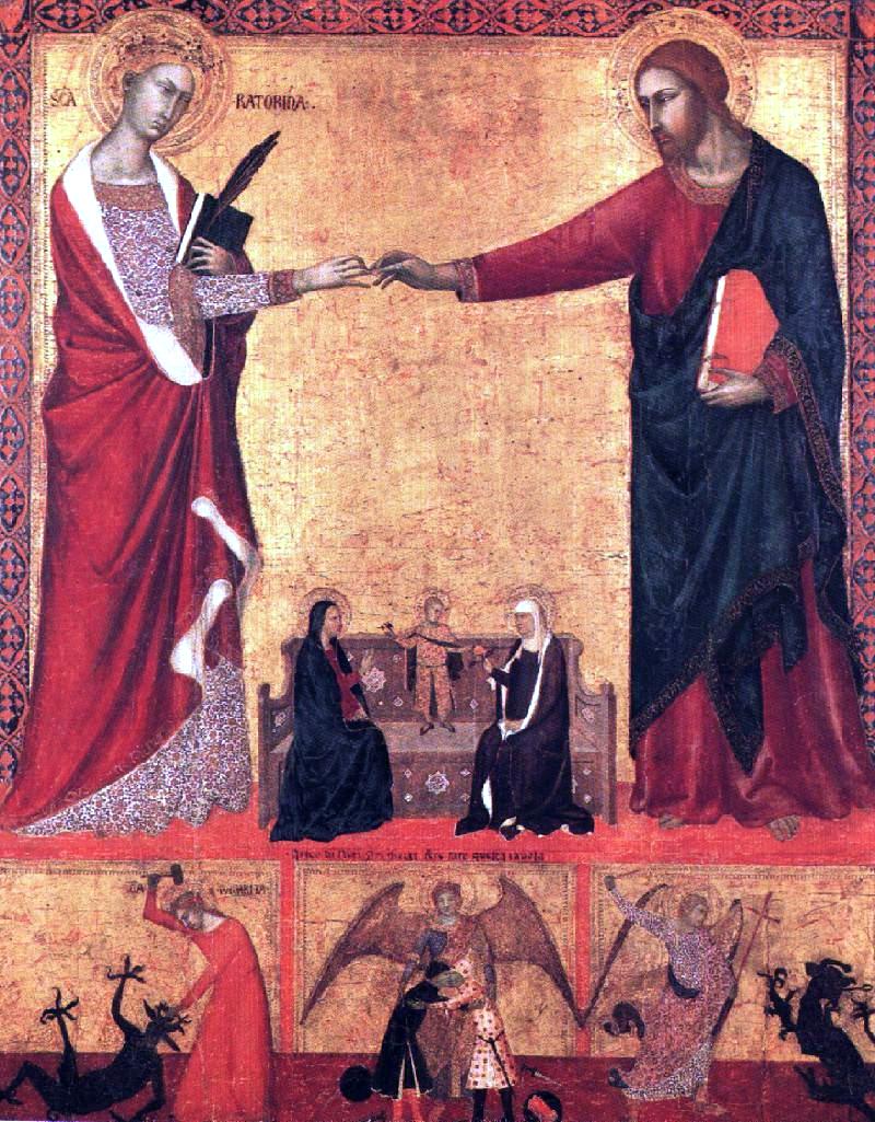 Barna Da siena The Mystical Marriage of Saint Catherine - Canvas Print