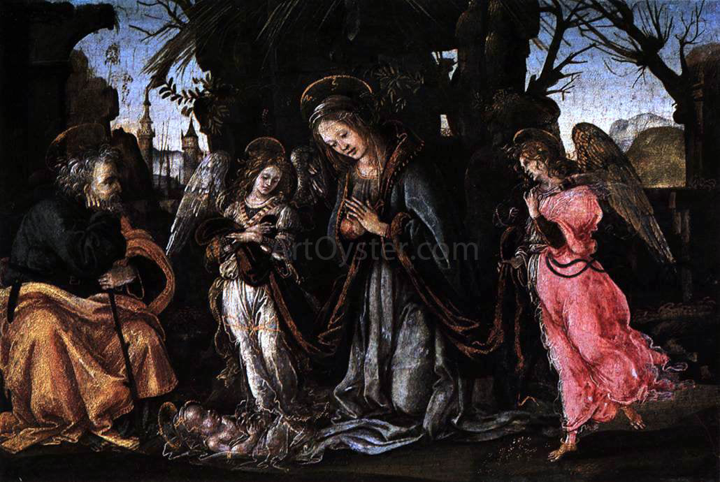 Filippino Lippi The Nativity with Two Angels - Canvas Print
