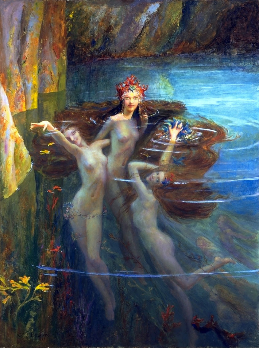 Gaston Bussiere The Nereides - Canvas Print