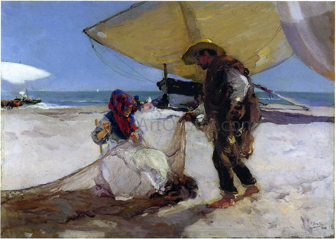 Joaquin Sorolla Y Bastida The Net - Canvas Print
