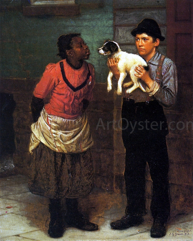 John George Brown The New Puppy - Canvas Print