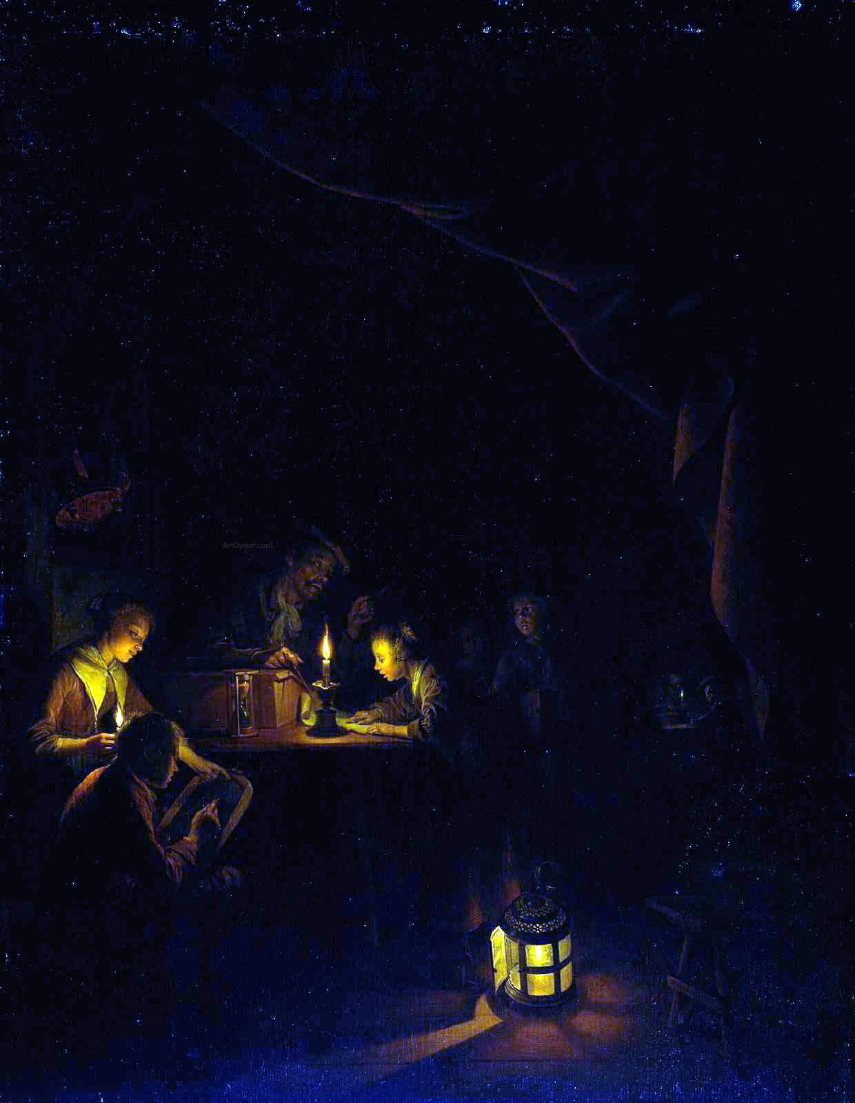 Gerrit Dou The Night School - Canvas Print