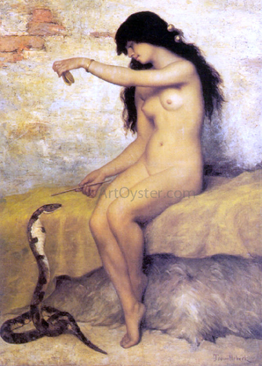 Paul Desire Trouillebert A Nude Snake Charmer - Canvas Print