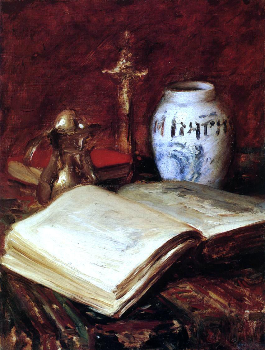 William Merritt Chase The Old Book - Canvas Print