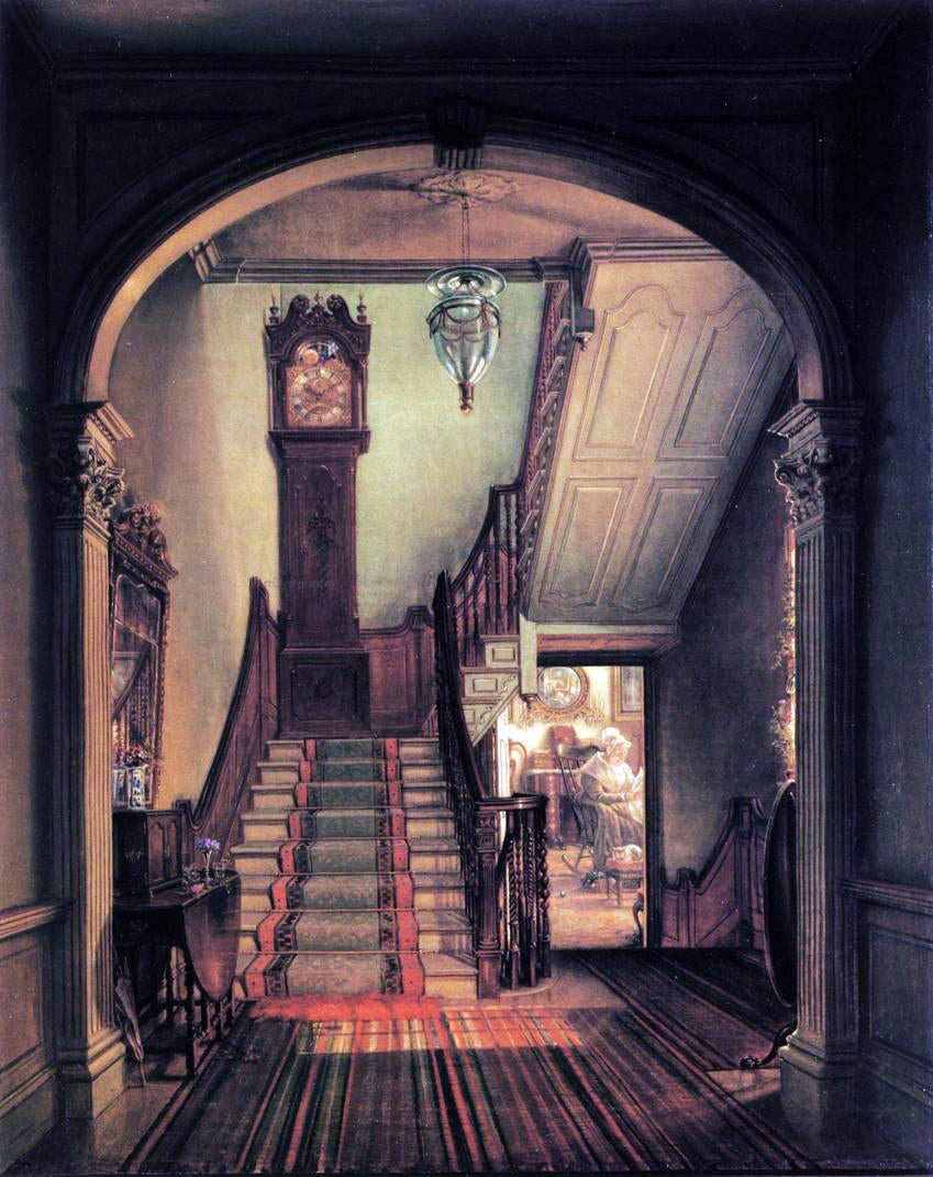 Edward Lamson Henry The Old Clock on the Stairs - Canvas Print