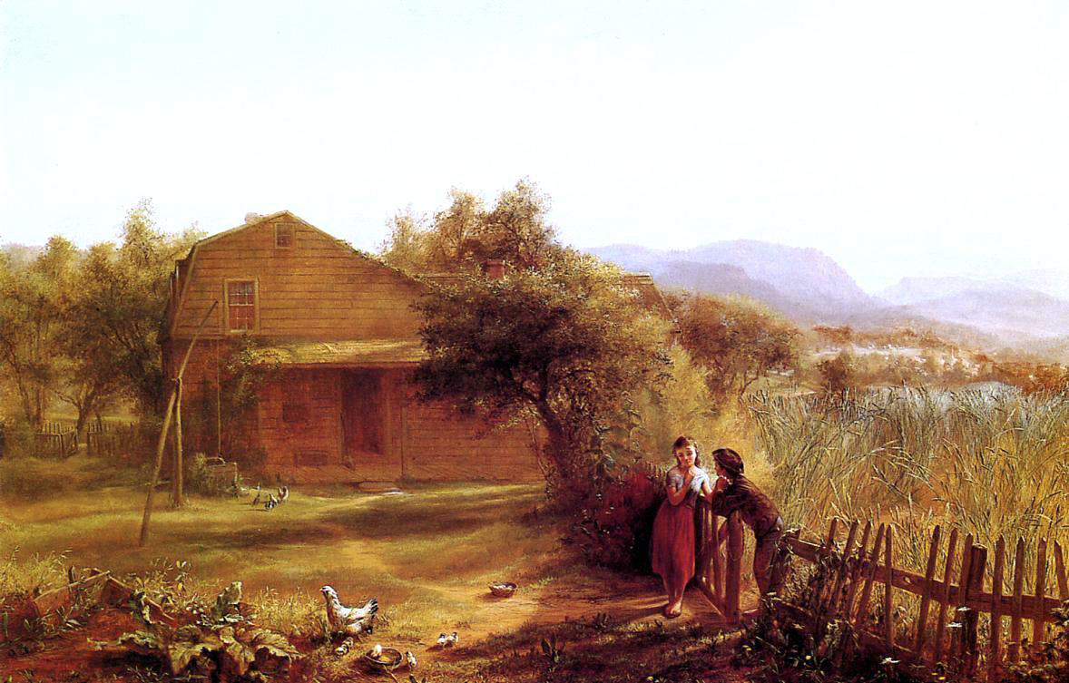 Jerome B. Thompson The Open Gate (also known as Flirtation) - Canvas Print