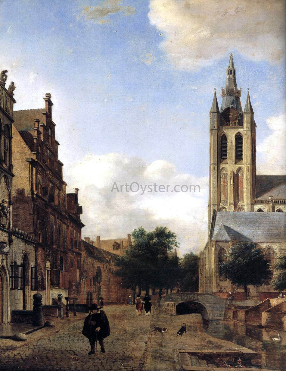 Jan Van der Heyden The Oude Kerk on the Oude Delft in Delft (detail) - Canvas Print