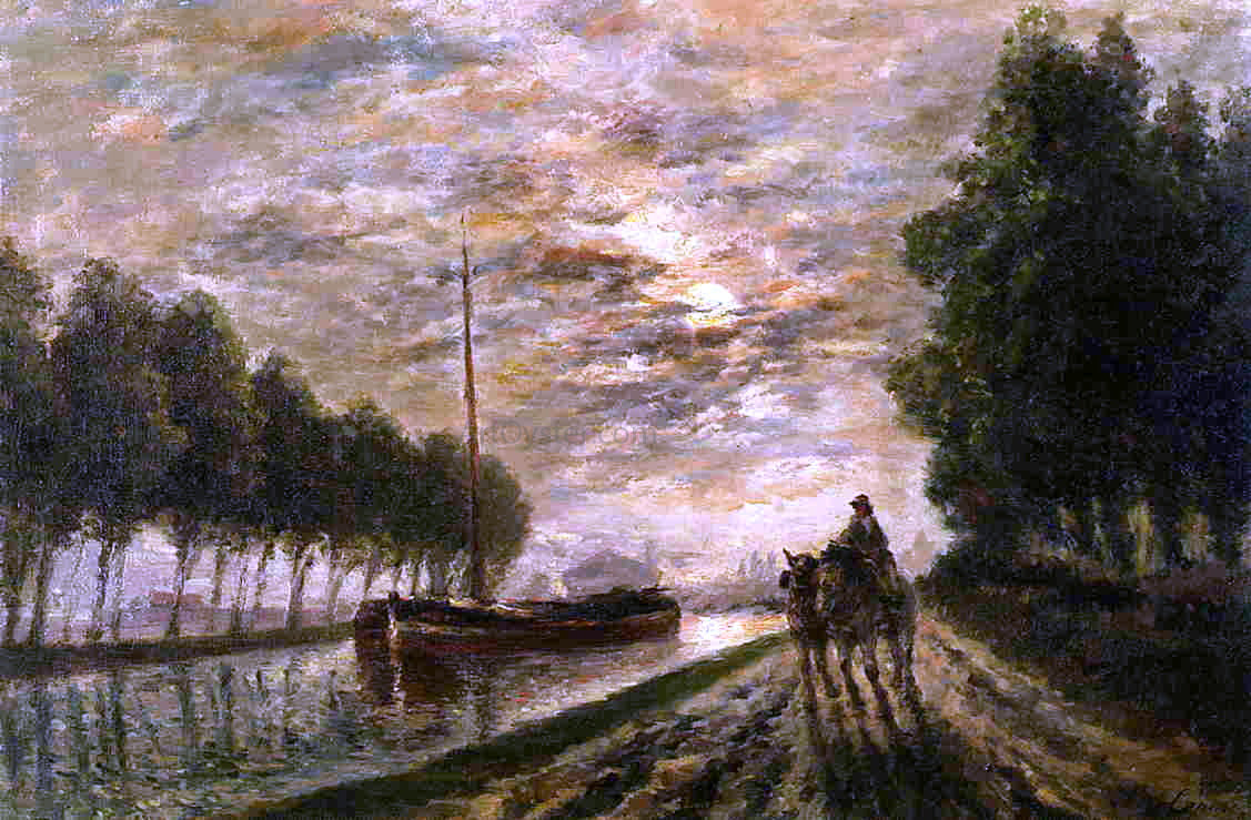 Stanislas Lepine The Ourcq Canal, Towpath, Moonlight - Canvas Print