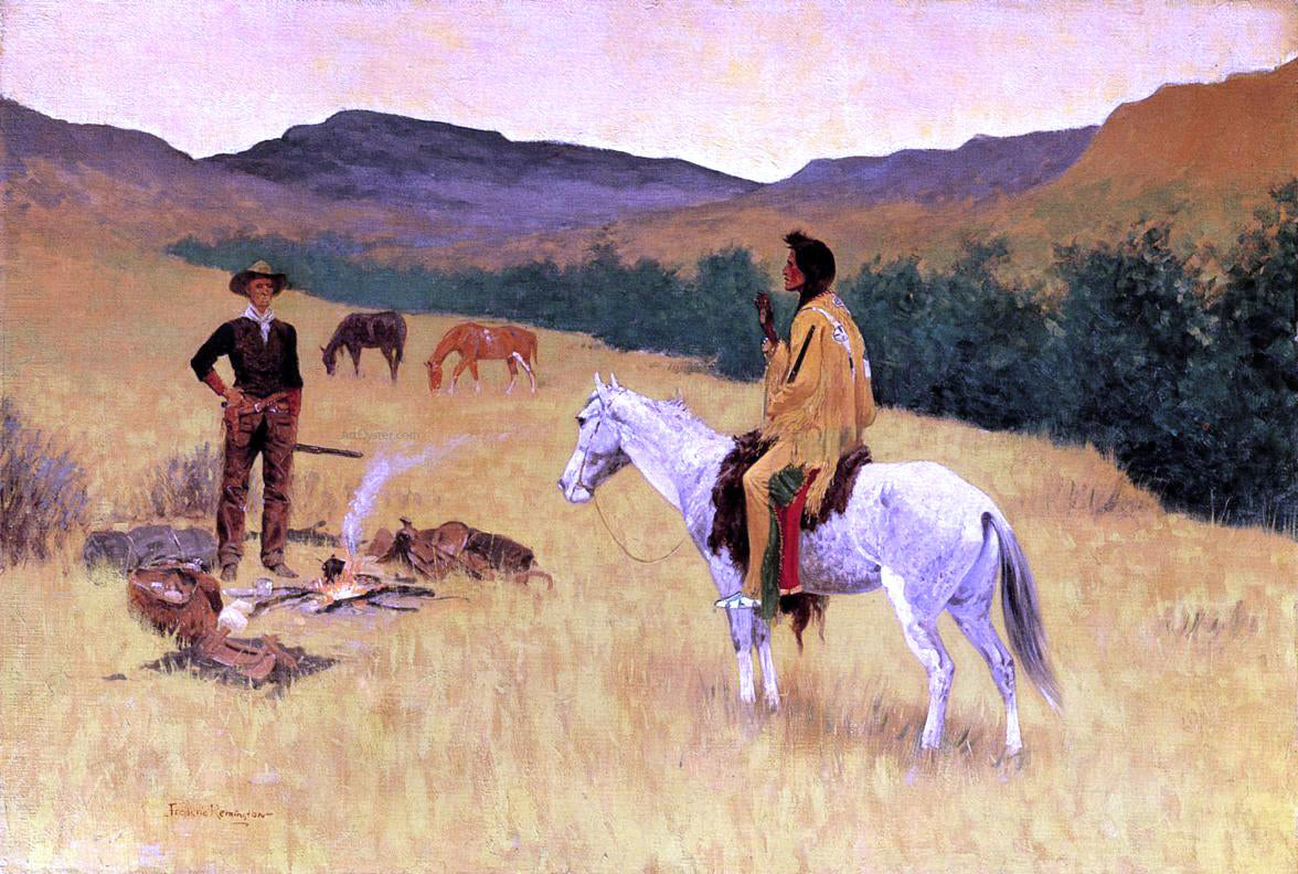 Frederic Remington The Parley - Canvas Print