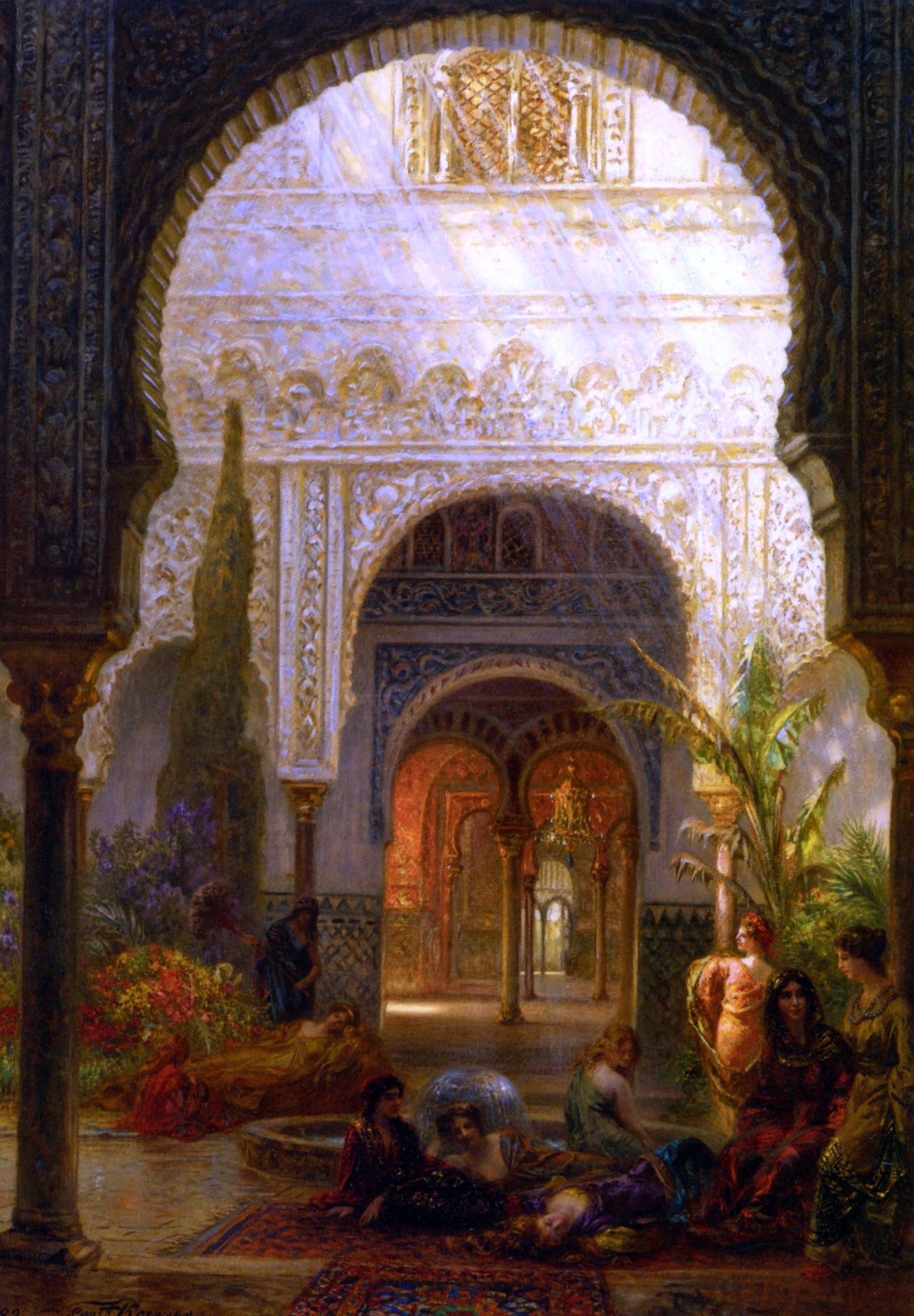 Ernst Karl Eugen Koerner The Patio della Reina - The Alcazar Sevilla - Canvas Print