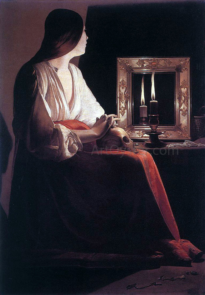 Georges De La Tour The Penitent Magdalen - Canvas Print