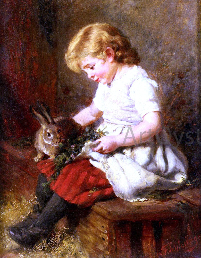Felix Schlesinger A Pet Rabbit - Canvas Print