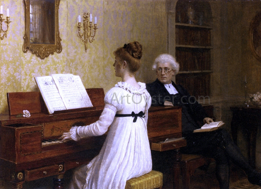 Edmund Blair Leighton The Piano Lesson - Canvas Print