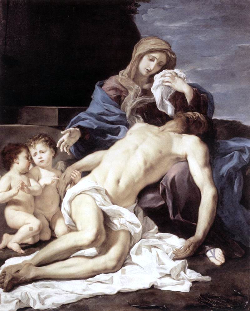 Baciccio The Pieta (Mary Lamenting the Dead Christ) - Canvas Print
