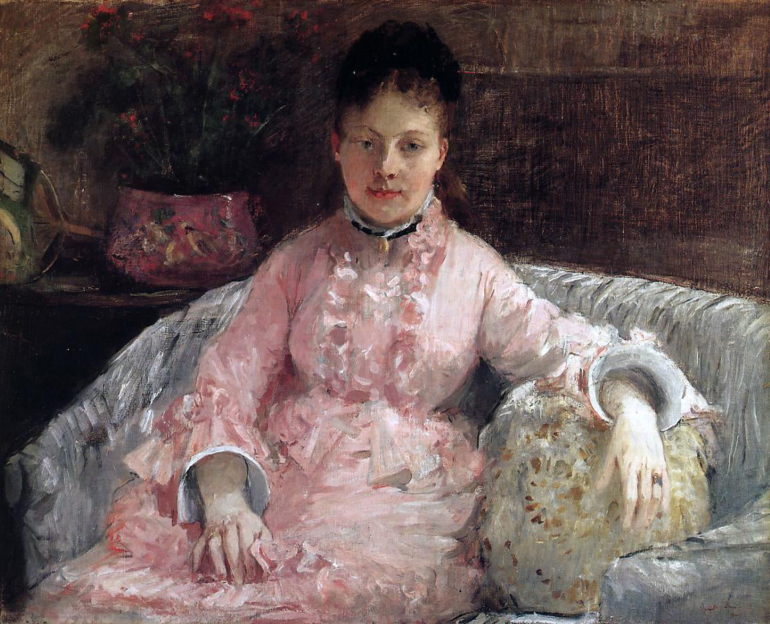Berthe Morisot The Pink Dress (also known as poop) - Canvas Print