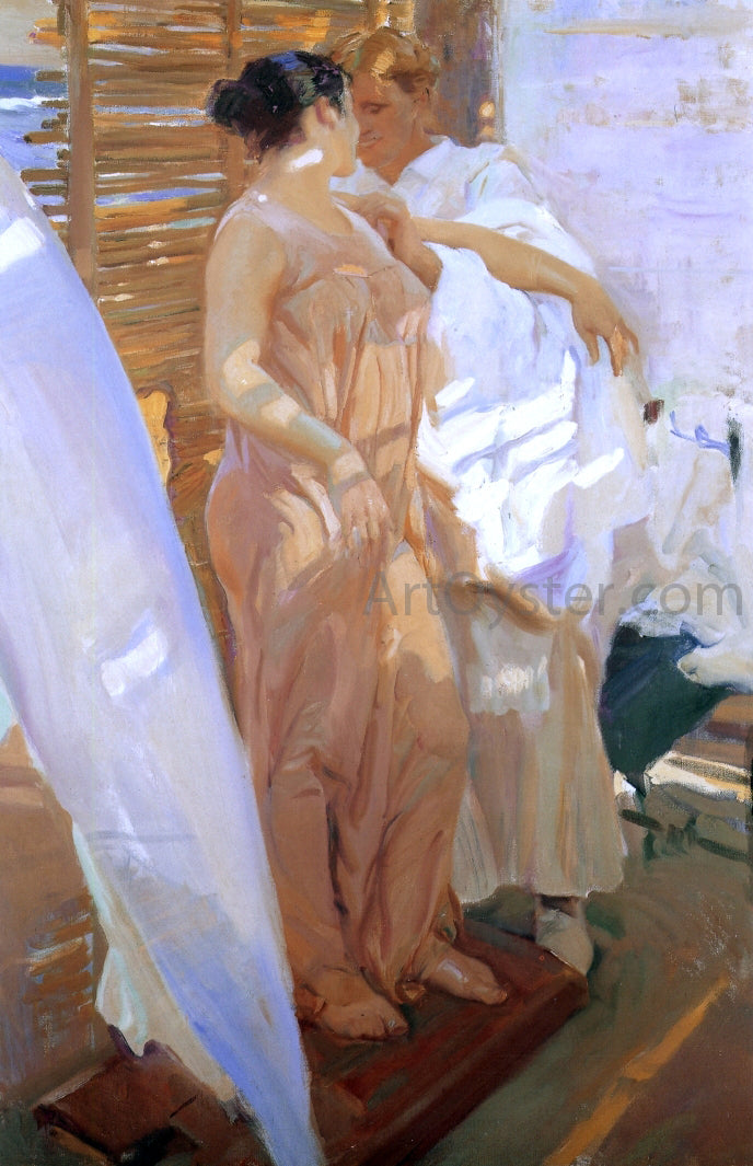 Joaquin Sorolla Y Bastida The Pink Wrap - Canvas Print