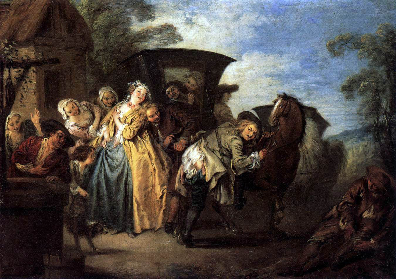 Jean Joseph Pater The Poet Roquebrun Breaks His Garter - Canvas Print