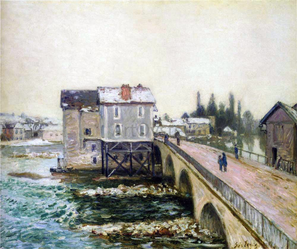 Alfred Sisley The Pont at Moret in Winter - Canvas Print