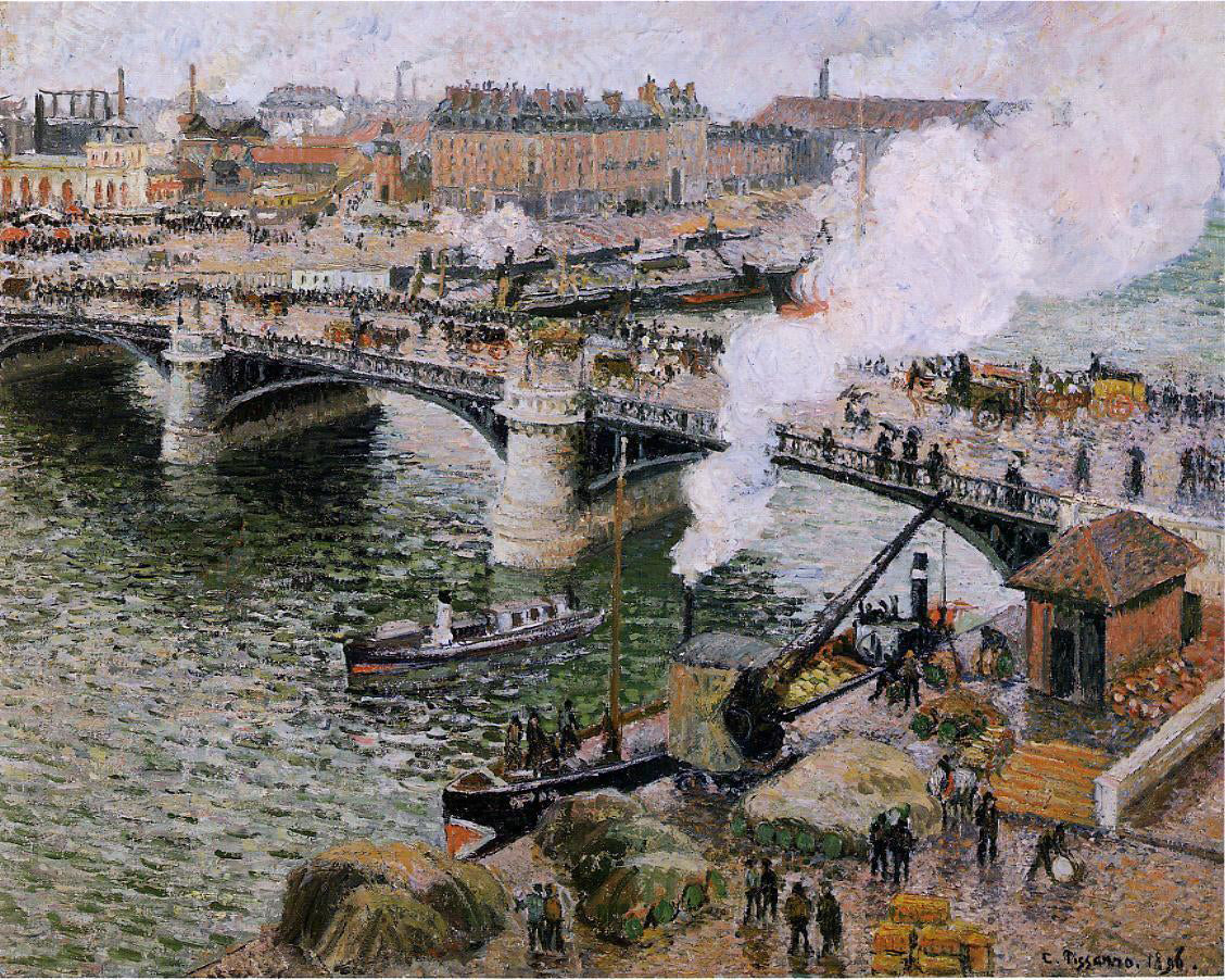 Camille Pissarro The Pont Boieldieu, Rouen: Damp Weather - Canvas Print