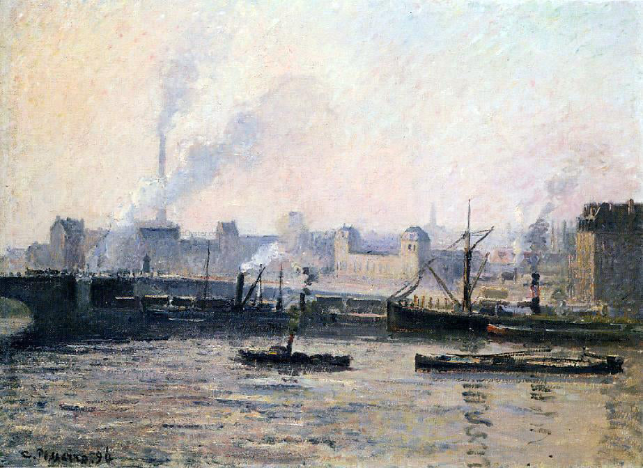 Camille Pissarro The Pont Boieldieu , Rouen: Fog - Canvas Print