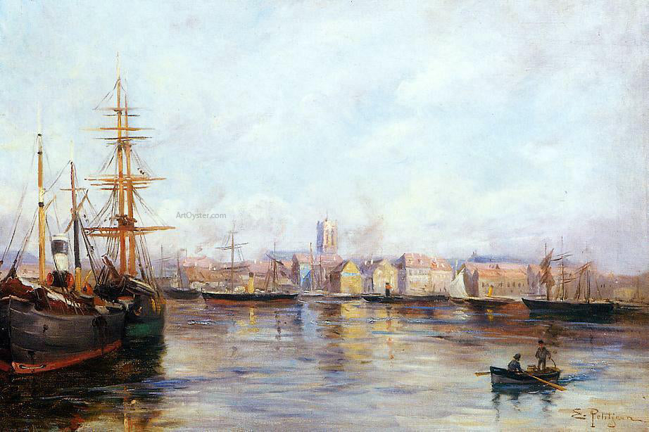 Edmond Marie Petitjean The Port - Canvas Print