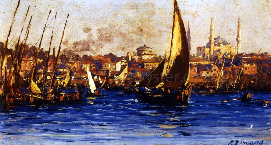 Fausto Zonaro The Port of Istambul - Canvas Print