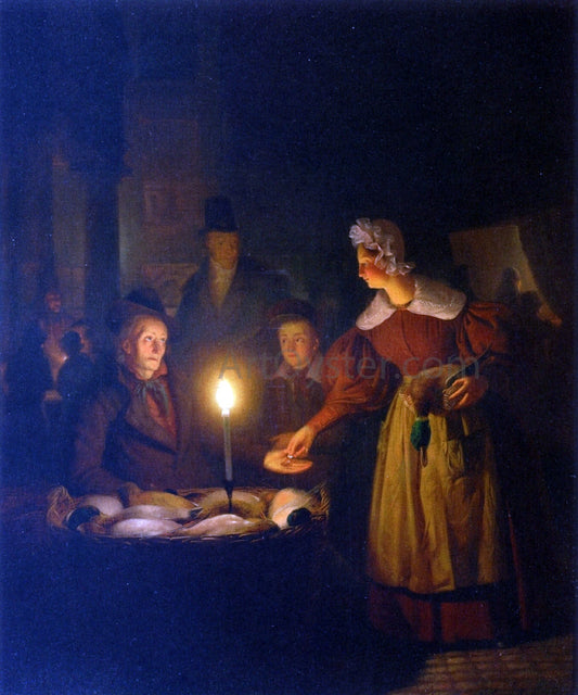 Petrus Van Schendel The Poultry Seller - Canvas Print