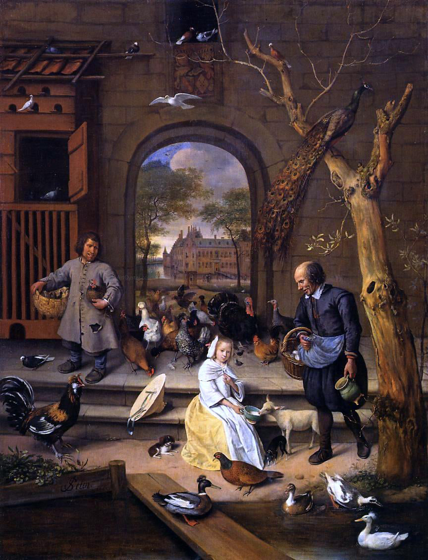 Jan Steen The Poultry Yard - Canvas Print