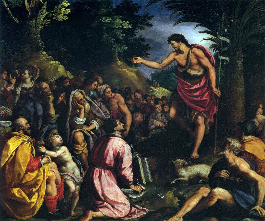 Alessandro Allori The Preaching of St John the Baptist - Canvas Print
