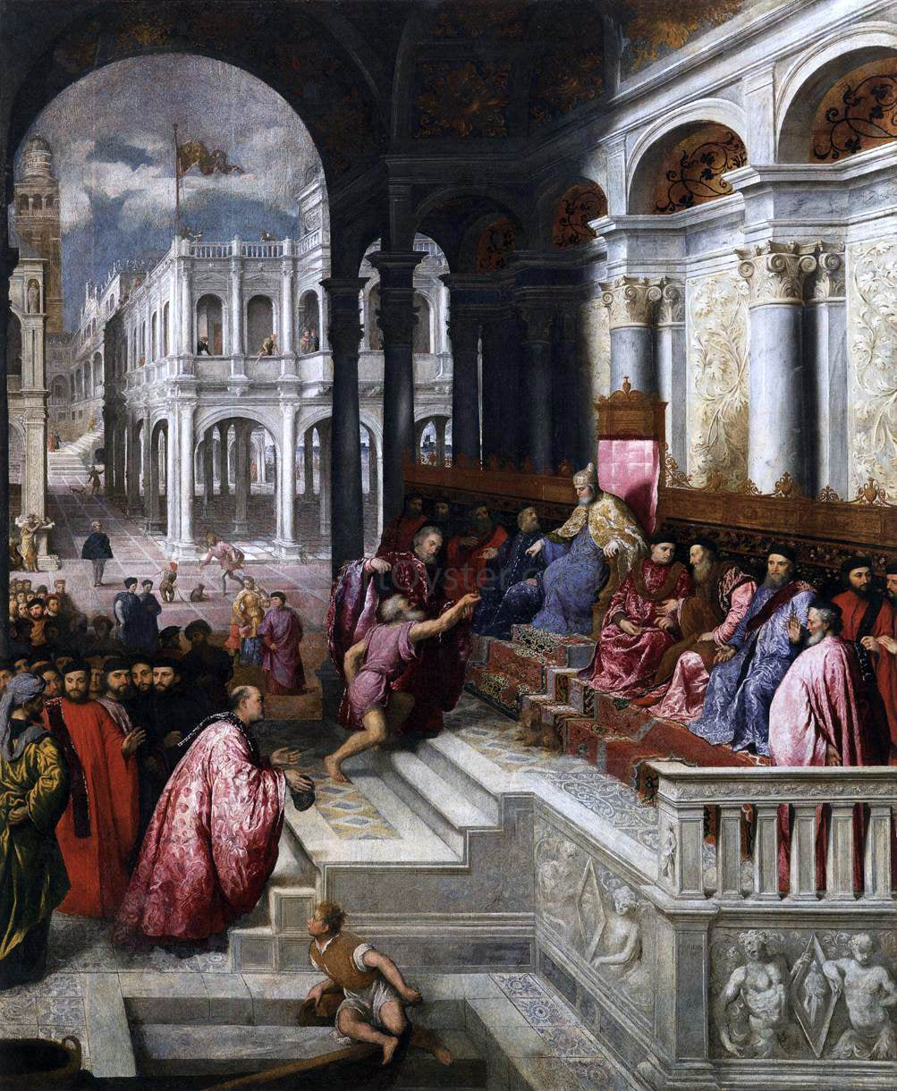 Paris Bordone The Presentation of the Ring - Canvas Print