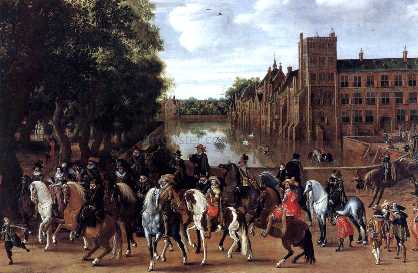 Hendrick Ambrosius Packx The Princes of Orange and Their Families Riding Out from the Buitenhof - Canvas Print