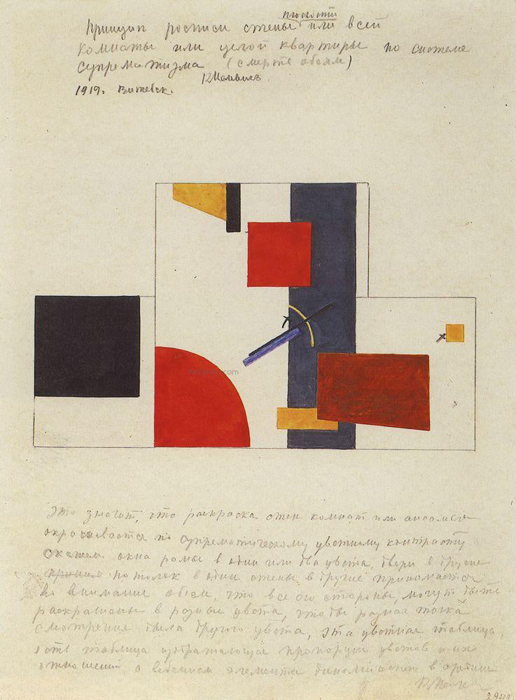 Kazimir Malevich The Principle of the Painting of the Walls - Canvas Print