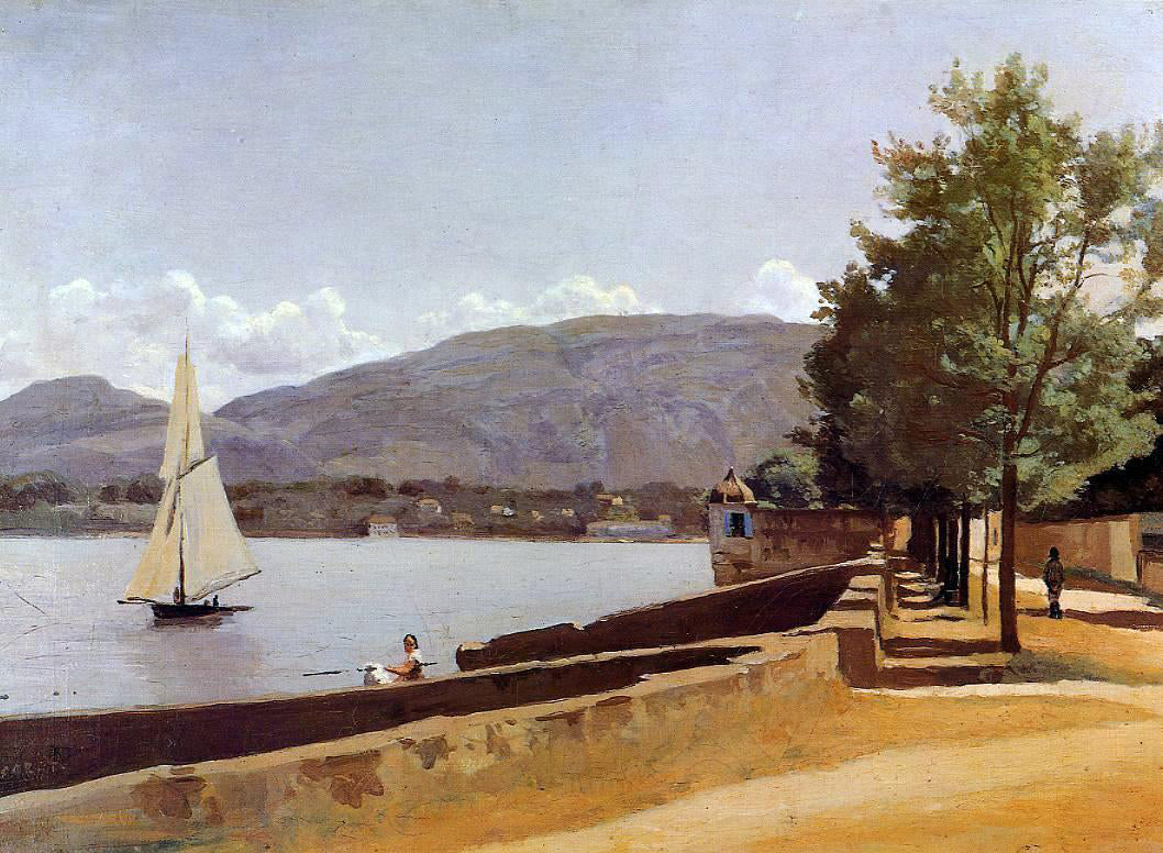 Jean-Baptiste-Camille Corot The Quai des Paquis in Geneva - Canvas Print