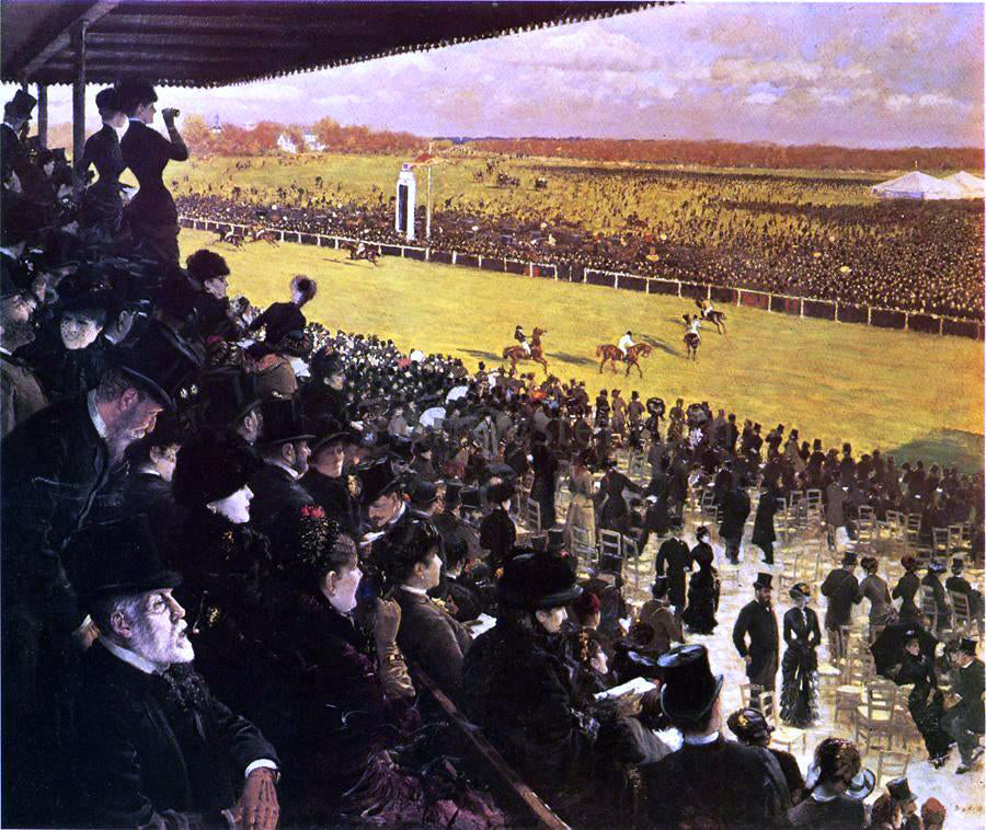 Giuseppe De Nittis The Races at Longchamps from the Grandstand - Canvas Print