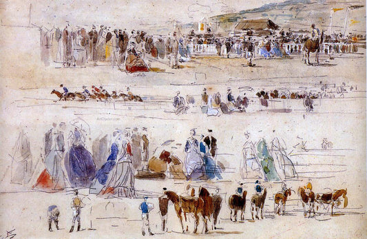 Eugene-Louis Boudin The Racetrack at Deauville - Canvas Print