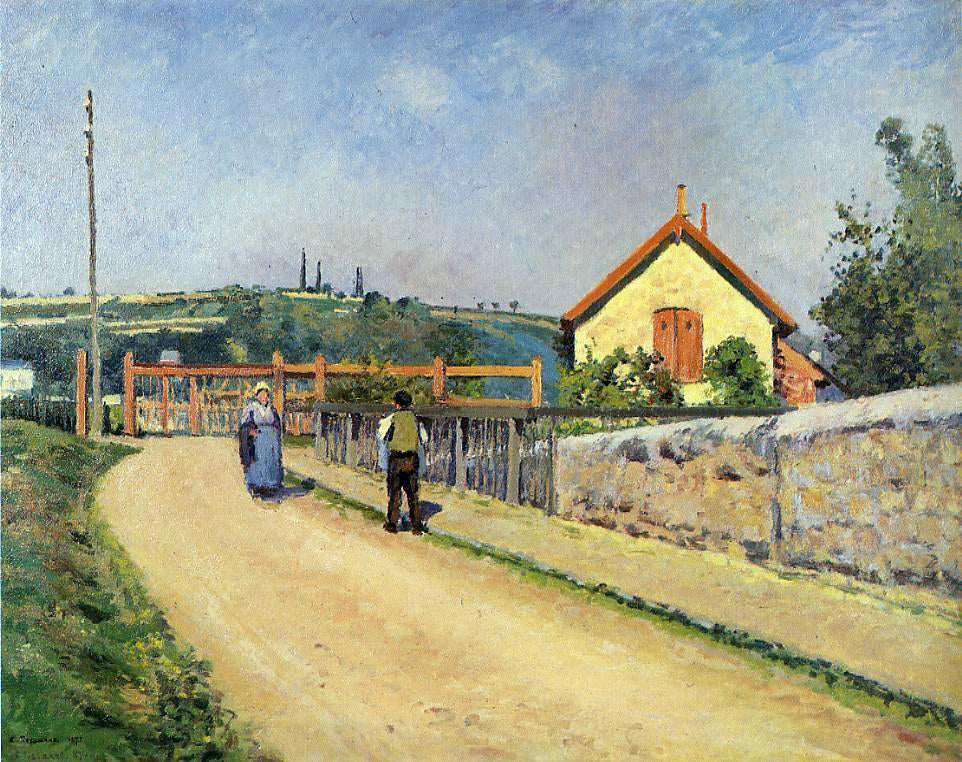 Camille Pissarro The Railroad Crossing at Les Patis - Canvas Print