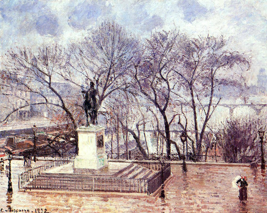 Camille Pissarro The Raised Terrace of the Pont-Neuf, Place Henri IV: Afternoon, Rain - Canvas Print